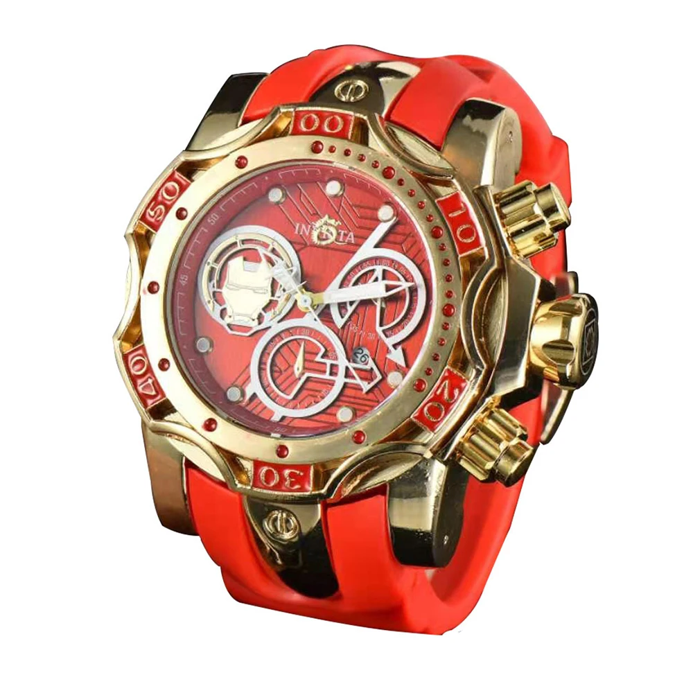 2024 New European and American Manga Fashion Red Large Dial Life Waterproof Quartz Alloy Personalized Leisure Fashion Watch