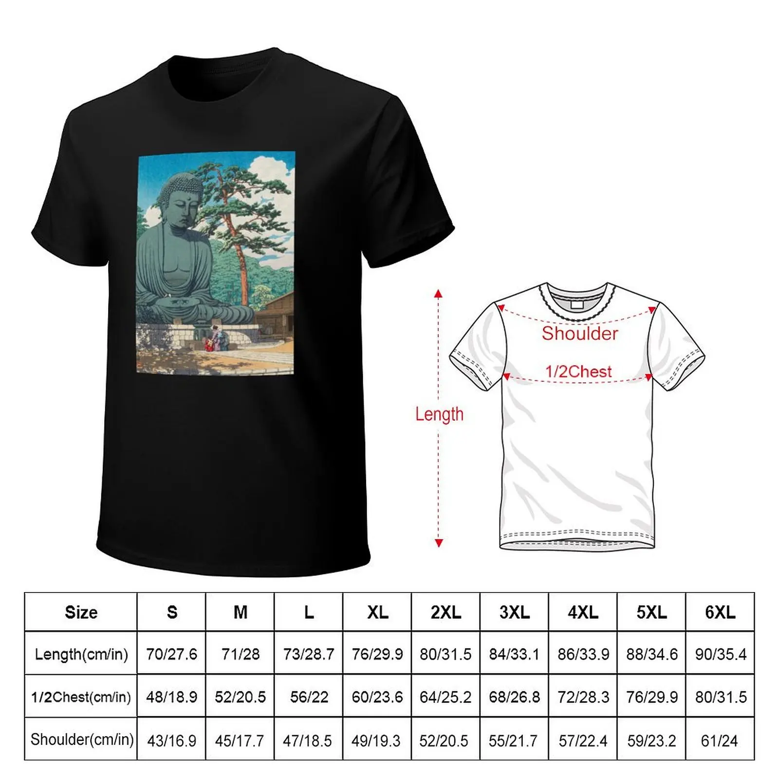 The Great Buddha at Kamakura by Kawase Hasui, restored vintage Japanese art T-Shirt Dry Fit Athletic Short Sleeve Shirt