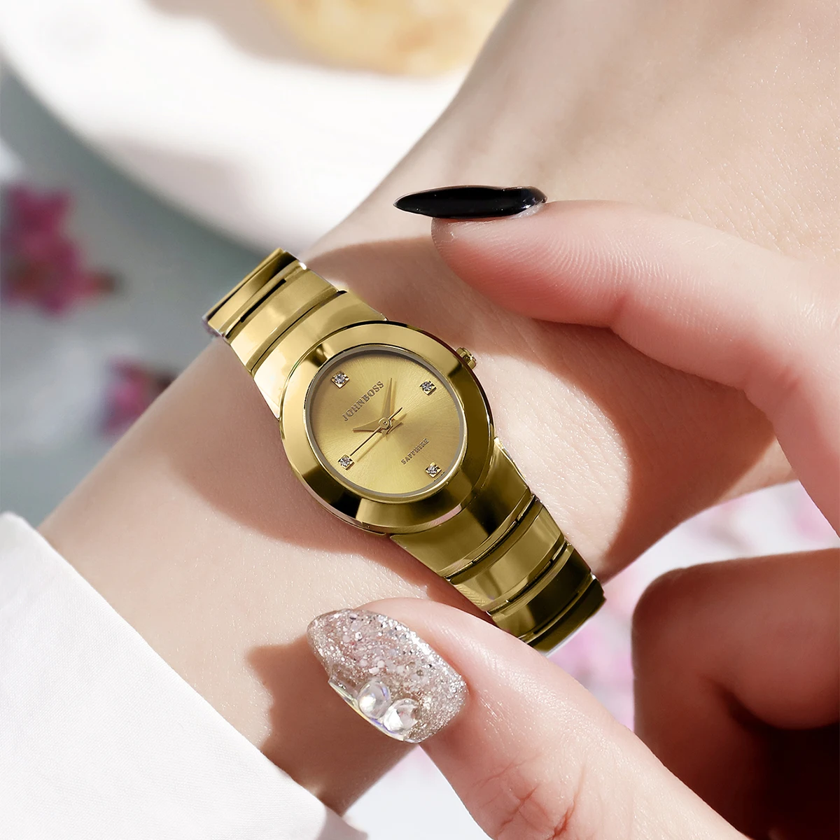 OPPEIN вольфрамовая сталь овальный циферблат золотые часы женские кварцевые часы повседневные темпераментные маленькие и изысканные женские часы с маленьким циферблатом