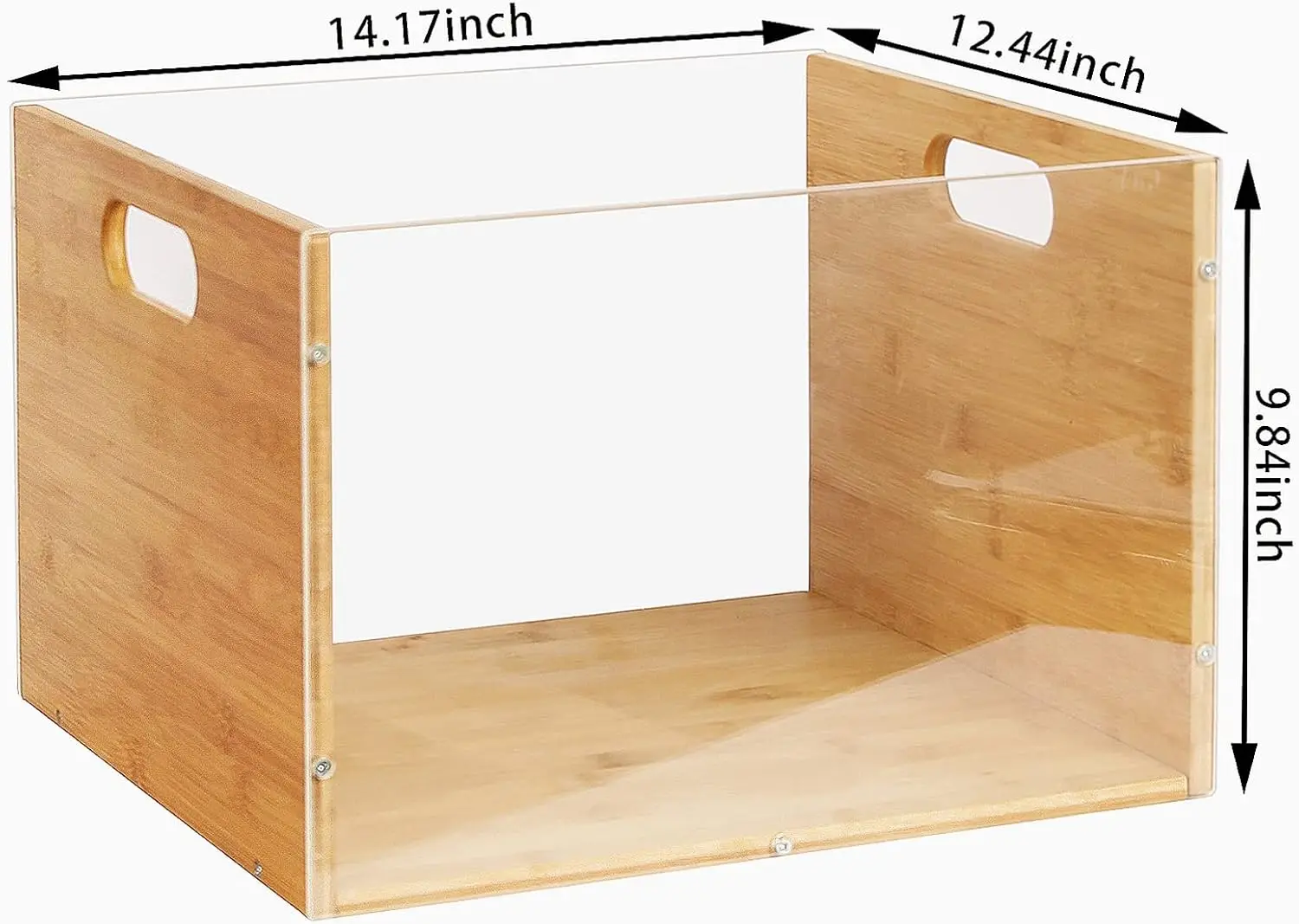 Clear Acrylic and Bamboo Hanging File Organizer, Portable Storage Box for Letter Size Documents