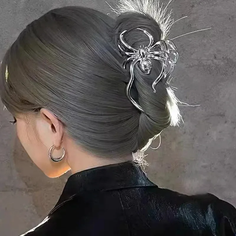 ثلاثية الأبعاد العنكبوت انتزاع كليب الجمجمة Y2K المعادن الثقيلة الشرير مزدوجة الوجهين انتزاع كليب الرجعية Harajuku مشبك شعر غطاء الرأس النساء هدية الهالوين