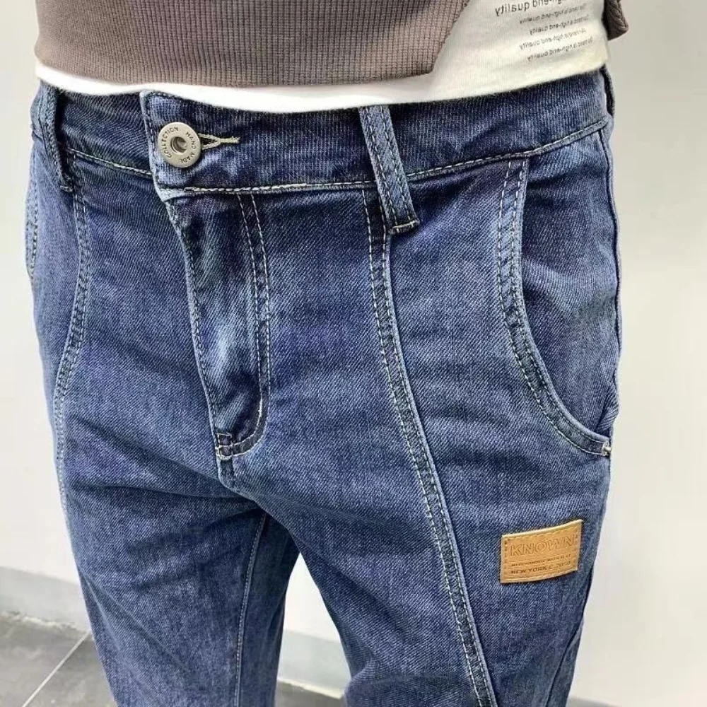 2025 nouveau printemps été hommes jean Vintage couleur unie élastique classique jean hommes mince mode Denim pantalon mâle pantalon homme