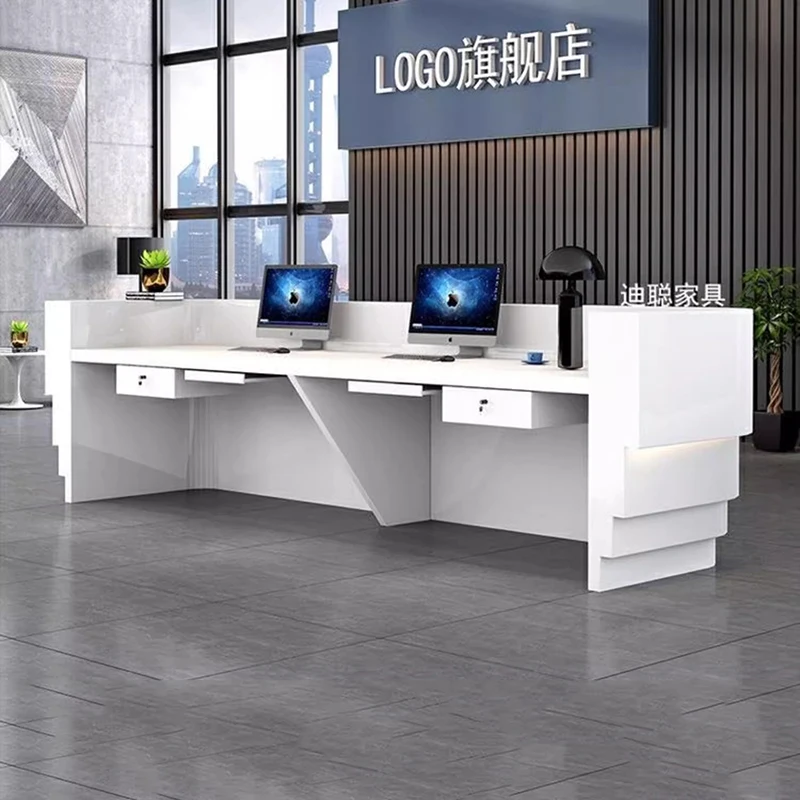 Luxury High-end Reception Desks White Welcome Front Desk Checkout Reception Desks Design Modern Escrivaninha Office Furniture