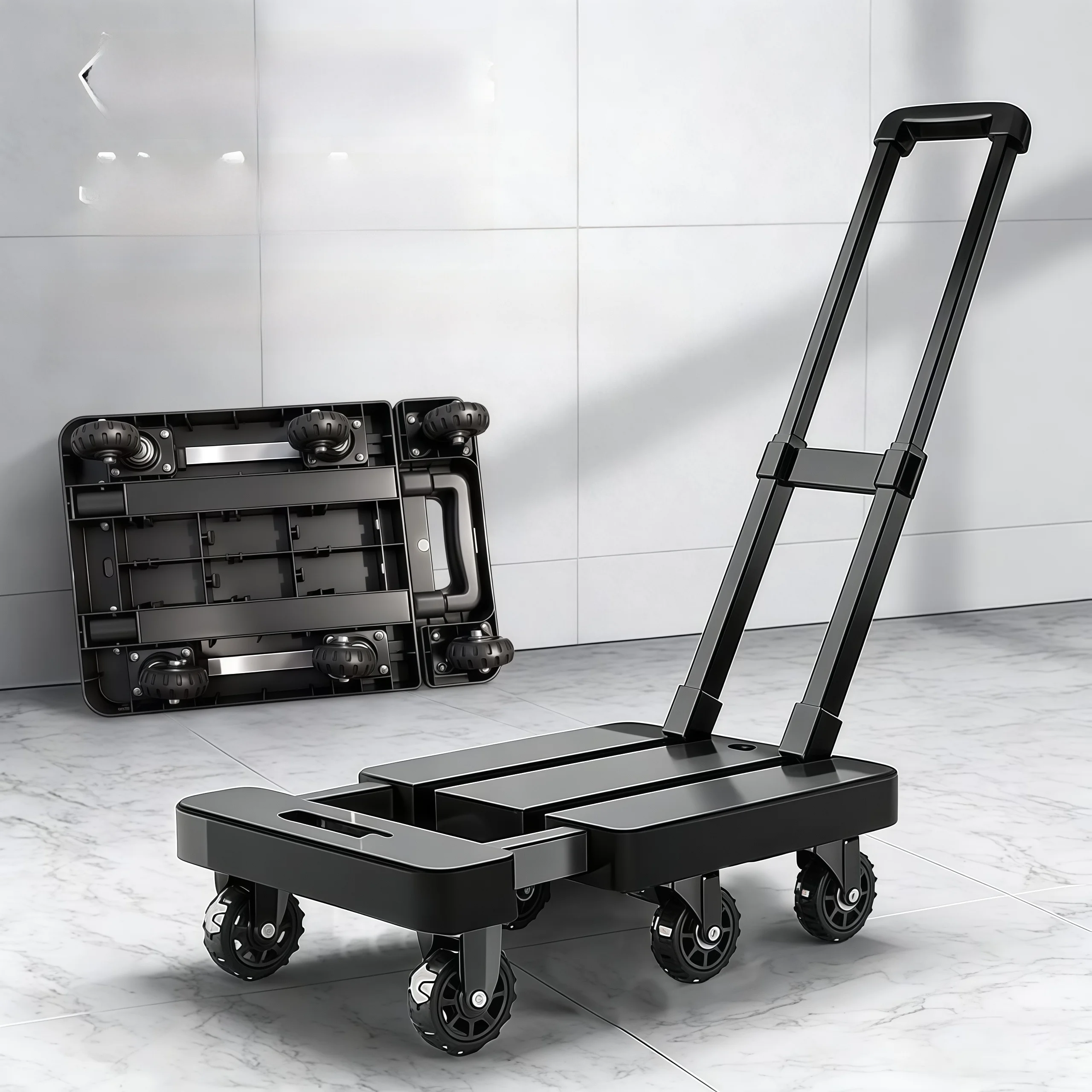 aluminum-alloy-portable-shopping-cart-foldable-wear-resistant-wheel-moving-student-luggage-cargo-pulling-hand-truck-cart