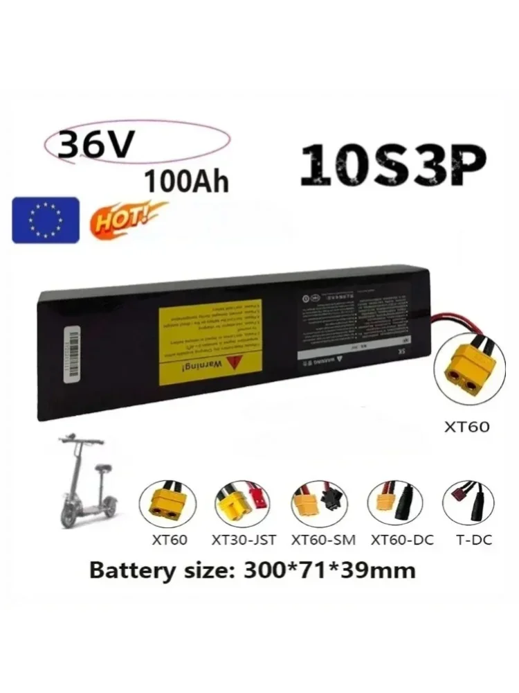 36V 10S3P 100000mAh 18650 wiederaufladbarer Lithium-Ionen-Akku 2000W mit integriertem BMS Geeignet für KUGOO S1, S2, S3 Elektroroller