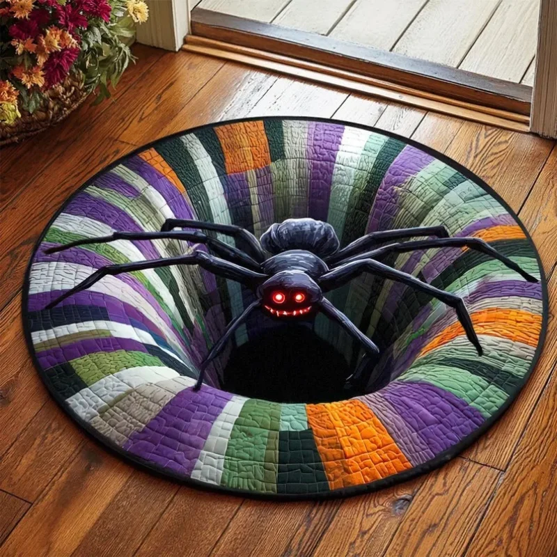 3D illusion Halloween Round Rug Non Slip Living Room Carpet Stain Resistant Easy Care Floor Mat Escape Room Large Area Rug Decor - view 4