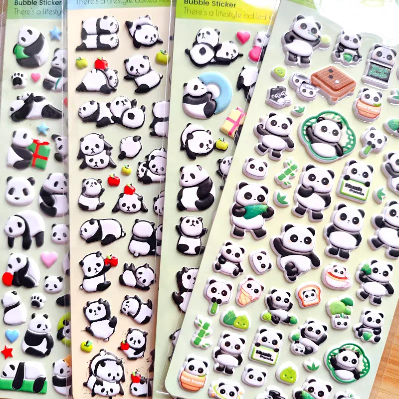 

4 pcs Fashion Panda Family 3D Puffy Stickers Stationery Diy Scrapbooking Journal Sticker Adhesive Decor School Supplies