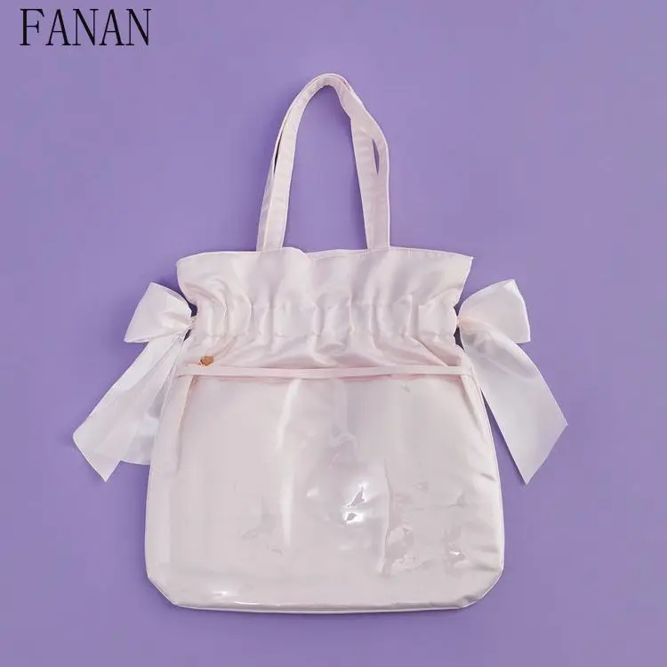

2025 New Women's Handbags Satin Cute Fixed Double Bow Handheld Shoulder Bag Japanese Style Sweet Casual Hand Bags for Women