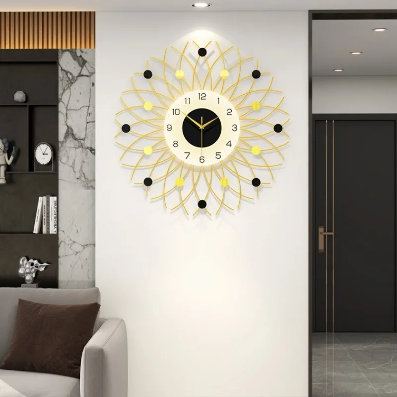 Silent Wall Clock With Light Modern Luxury Watches Large Minimalist Clocks Walls Decor Home Bedroom Living Room Decorations