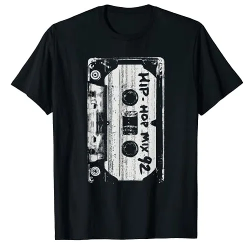 Hip Hop Rap Mixtape Cassette DJ Retro 90s T-Shirt Vintage Style Cassette-Tape Graphic Tee Tops Funny Short Sleeve Blouses Gifts