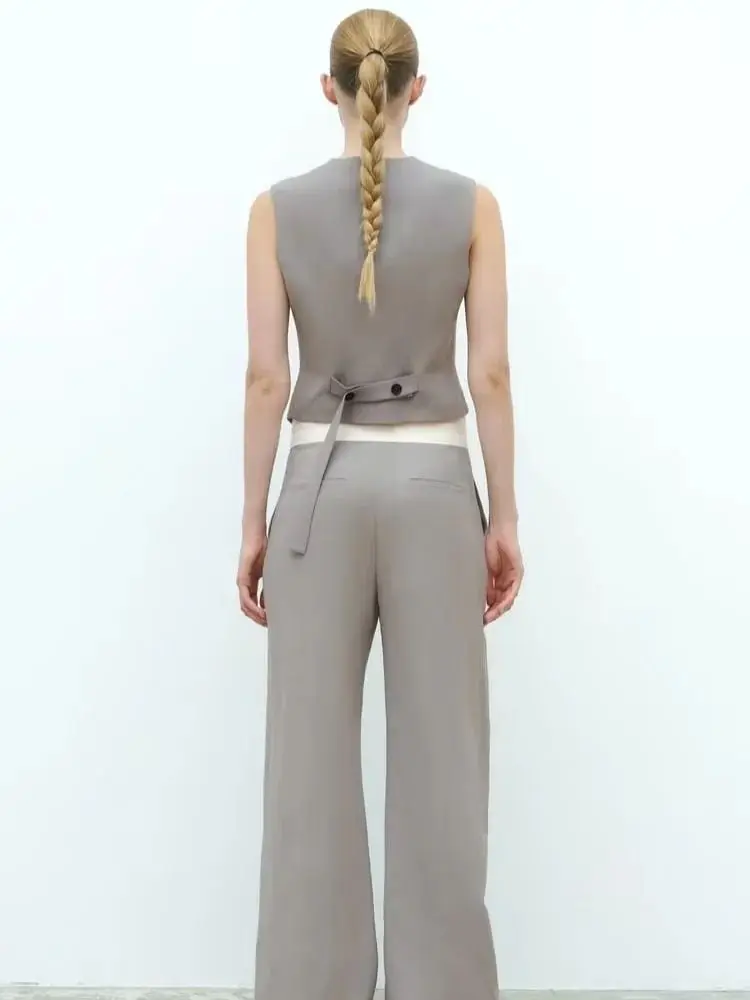 

XEASY 2023 NEW Summer Women Solid Color Asymmetry Button Decoration Casual Vintage Streewear V-Neck Outerwear