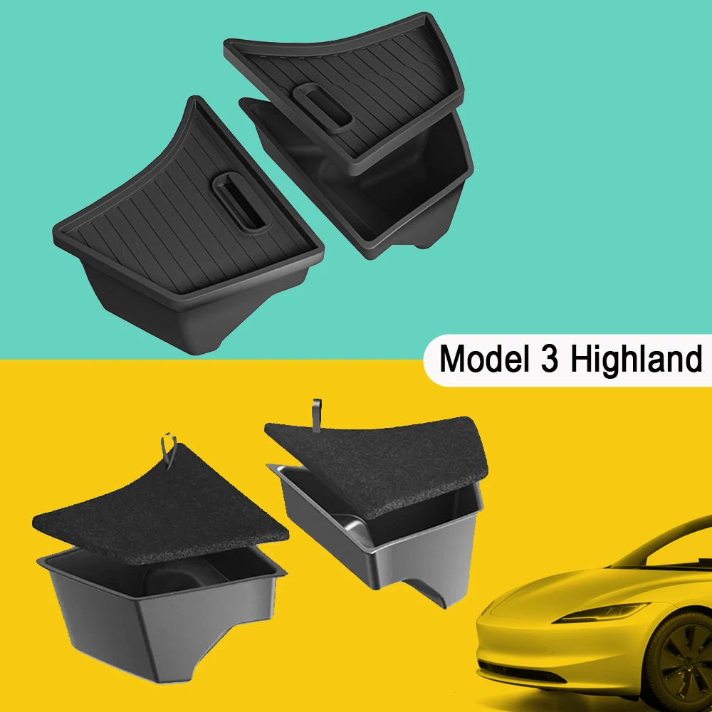 2024 2025 Tesla Model 3 하이랜드 트렁크 주최자 보관함 펠트 TPE 뚜껑이있는 방수 무취 매트 보호기 사이드 박스