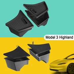 For 2024 2025 Tesla Model 3 Highland Trunk Organizer Storage Bins Waterproof Odorless Mat Protector Side Box with Felt TPE Lids