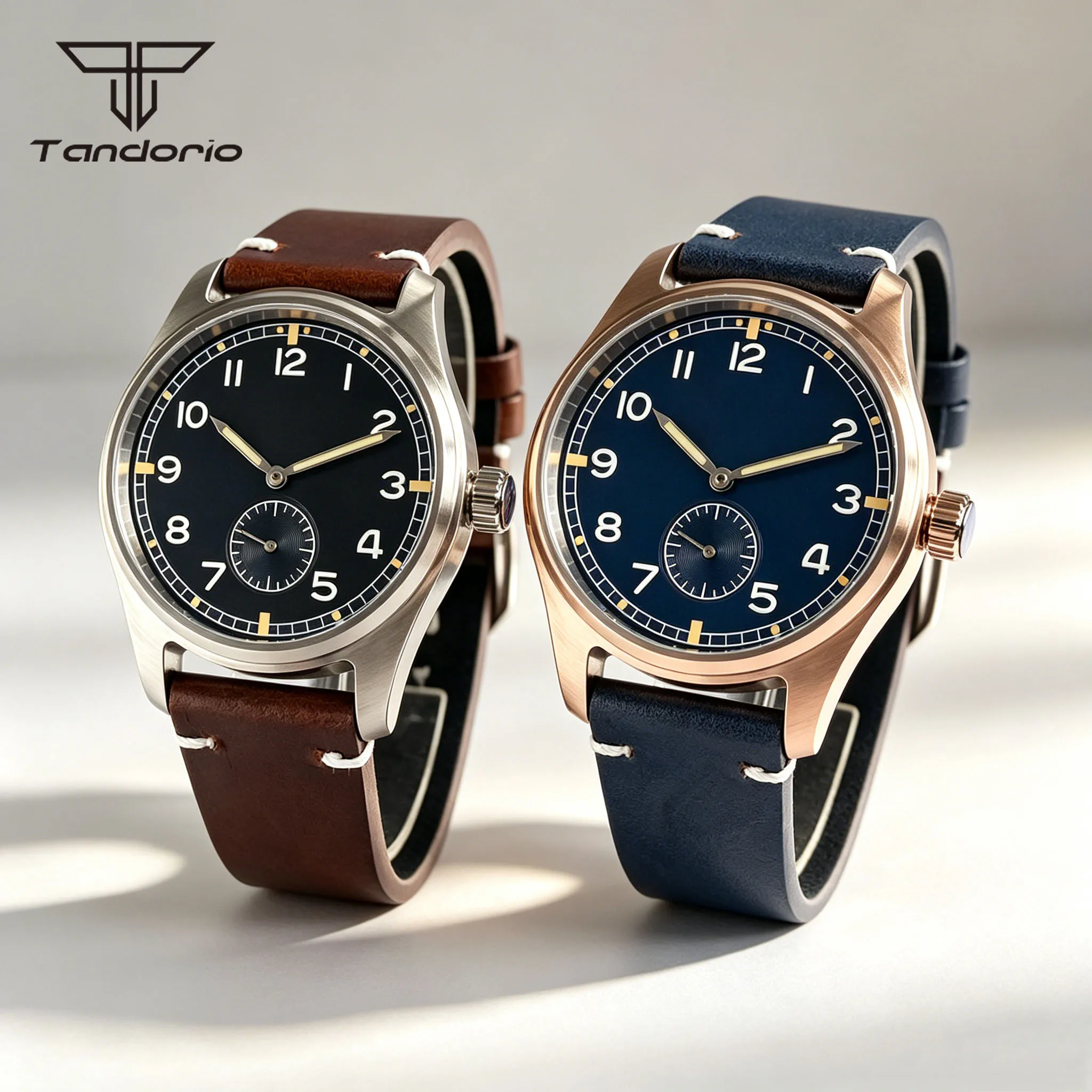 Tandorio Diving 39mm Retro Pilot Mechanical Watch ST1701 Automatic Movt AR Sapphire Glass Waterproof Steel/Titanium/Bronze Case
