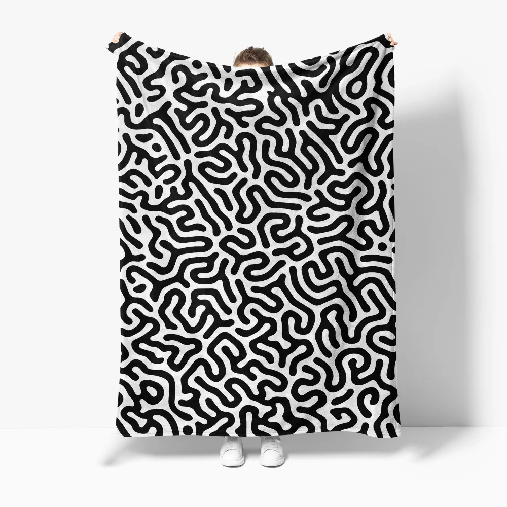 

Черное одеяло с абстрактным узором, мягкое теплое покрывало для дивана-кровати, декоративное покрывало, чехол для подушки, подарок