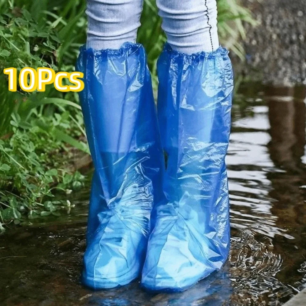 10Pcs Disposable Rain Shoe Cover Waterproof Transparent Shoe Covers Rain Proof Wear-resistant Isolation Foot Cover Outdoor