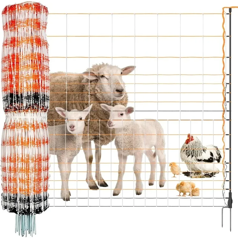50M Long 60CM High Pass Electric Rabbit Net Farm Electronic Poultry Fence D-Fence - Durable Animal Control Barrier