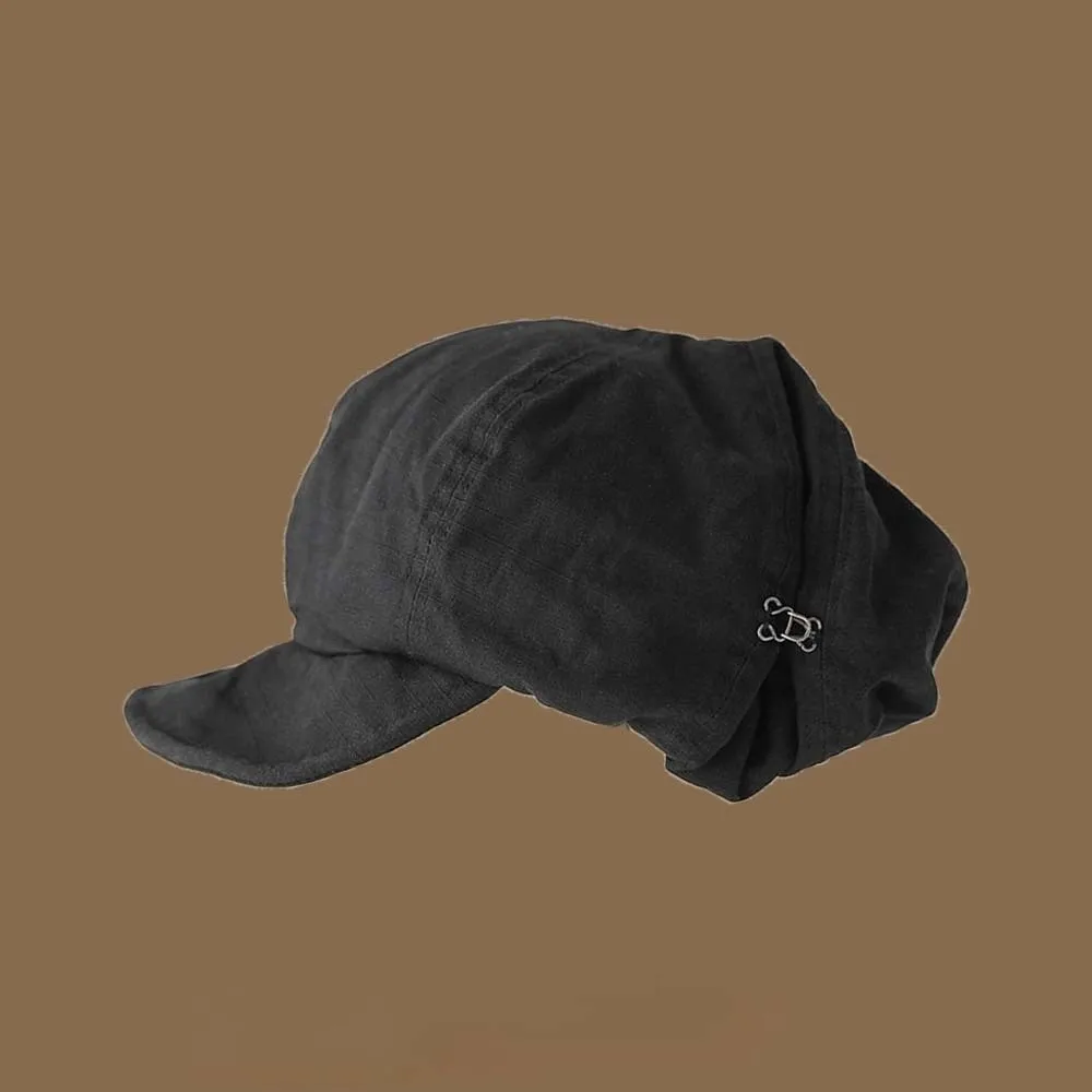 

Asymmetric Cloud Beret Cap Big Head Circumference Japanese Style Retro Octagonal Hat Polyester Solid Color Women Artist Hat Men