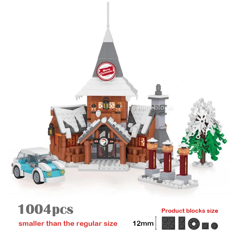 NONE Loz Mini Street View Winter Stadt Santa Claus Hause Baustein DIY Schlitten Shop Konditorei Montage Dekor Spielzeug Für Kinder Weihnachten Geschenke 4
