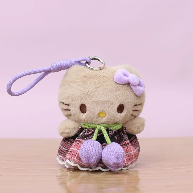 1개 헬로키티 봉제 인형 키체인 만화 배낭 장식 귀여운 장난감 가방 펜던트 소녀 선물