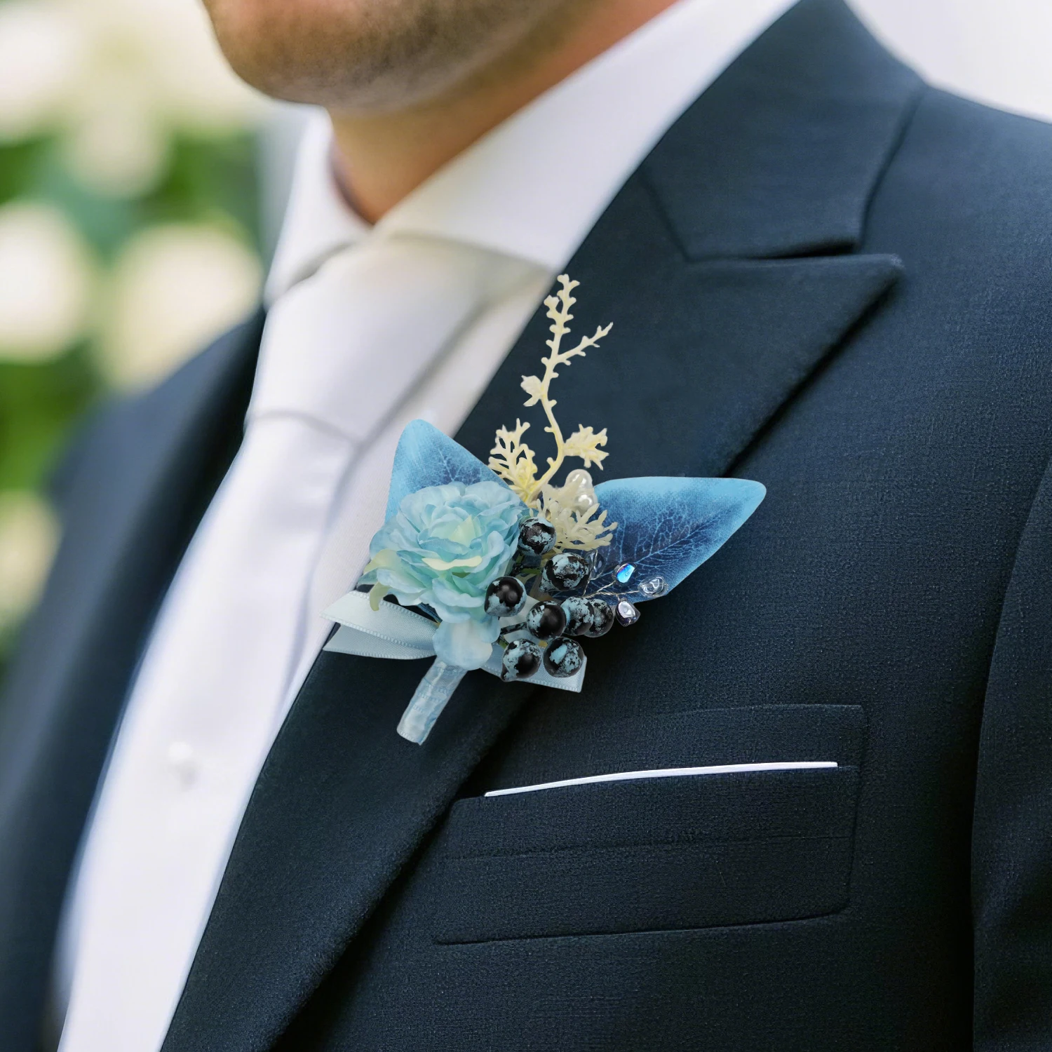 

Гостевая бутоньерка для жениха Uflower Blue, искусственные цветы для свадьбы, выпускного вечера, выпускного вечера, юбилея, выпускного