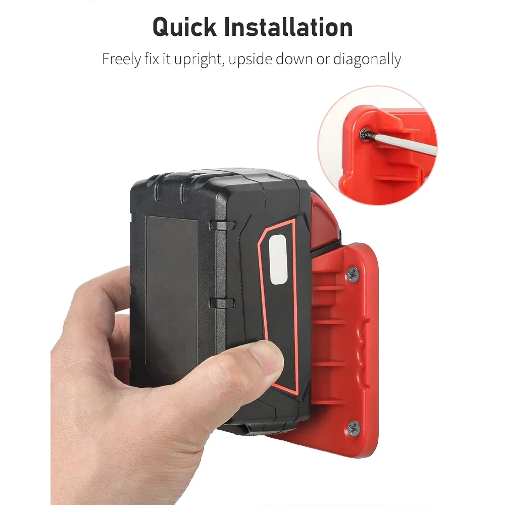 NEUER Batteriehalter für Milwaukee M&18 18V Lithiumbatterie kann an der Wand befestigt werden Batteriespleiß Batteriehalterung Dockhalter – Detail 1