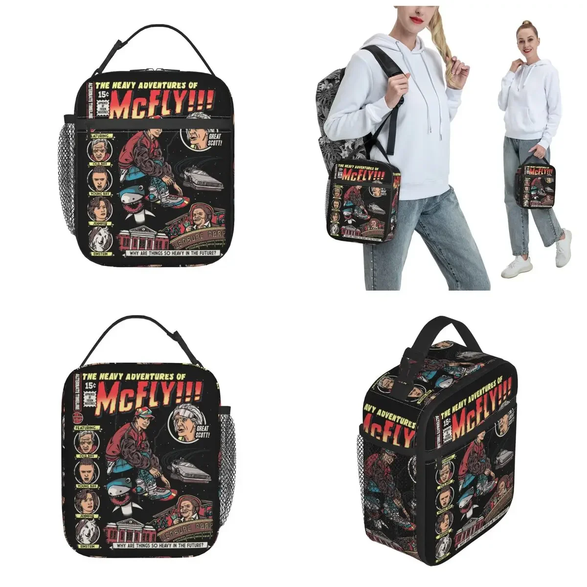 Marty McFly-Sac à Déjeuner Isotherme Réutilisable pour l'École, Boîte de Rangement des citrouille, Glacière Thermique, Bento, Accessoires Retour Vers le Futur