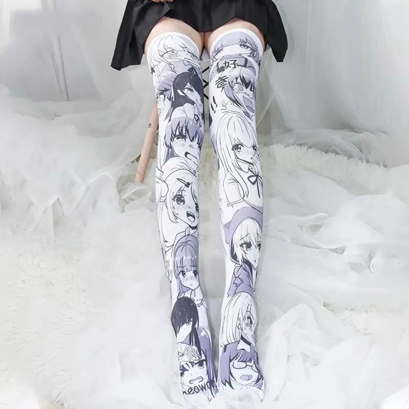 Cartoon Two-Dimensional Stockings Japanese Anime Girl Sexy Cute Cosplay Over-The-Knee Long Tube Personality Stockings Velvet