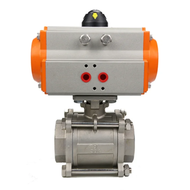 DN8 DN10 DN15 DN20 DN25 DN32 DN40 DN50  Three Piece Pneumatic Ball Valve With High Platform 304 Double Acting Cylinder