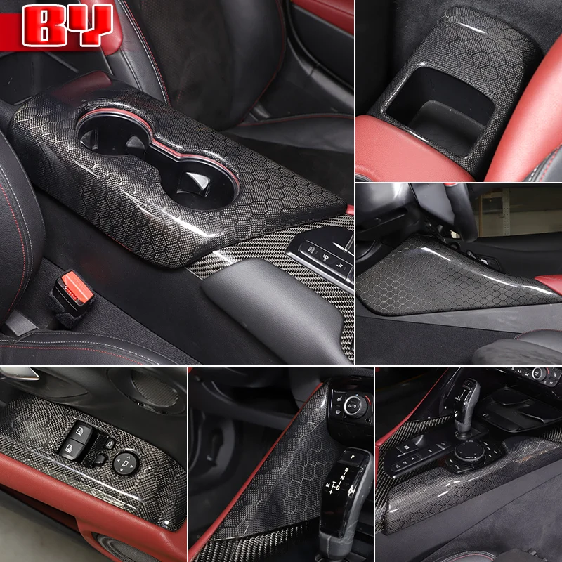 For Toyota Supra MK5 A90 2019-2024 Honeycomb Carbon Fiber Center Console Gear Shift Panel Window Lift Sticker Car Accessories