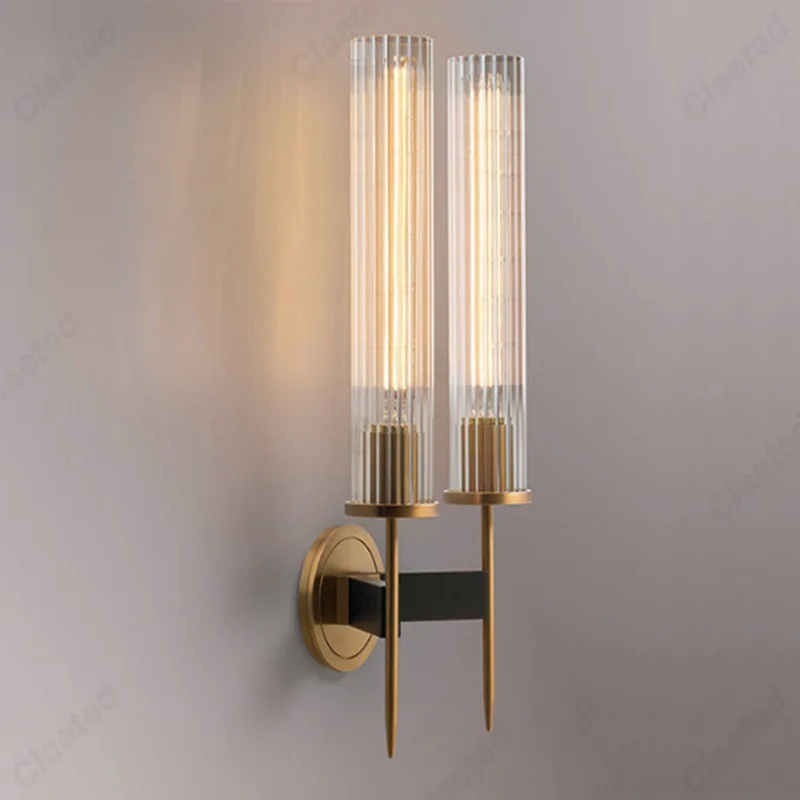 European Modern Simple LED Copper Wall Lamp Living Room Study Bedroom Bedside Decorative Lighting Lamps