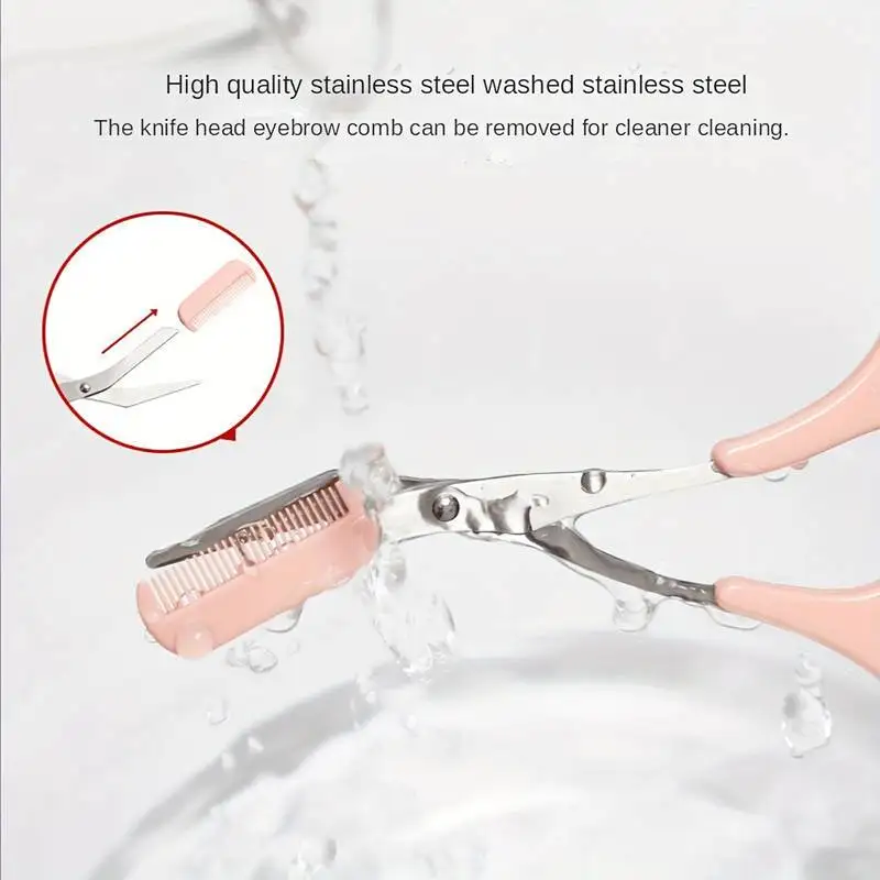 Cuchillo para recortar cejas, maquinilla de afeitar facial para mujeres, tijeras profesionales para cejas con peine, recortador de cejas, accesorios raspadores
