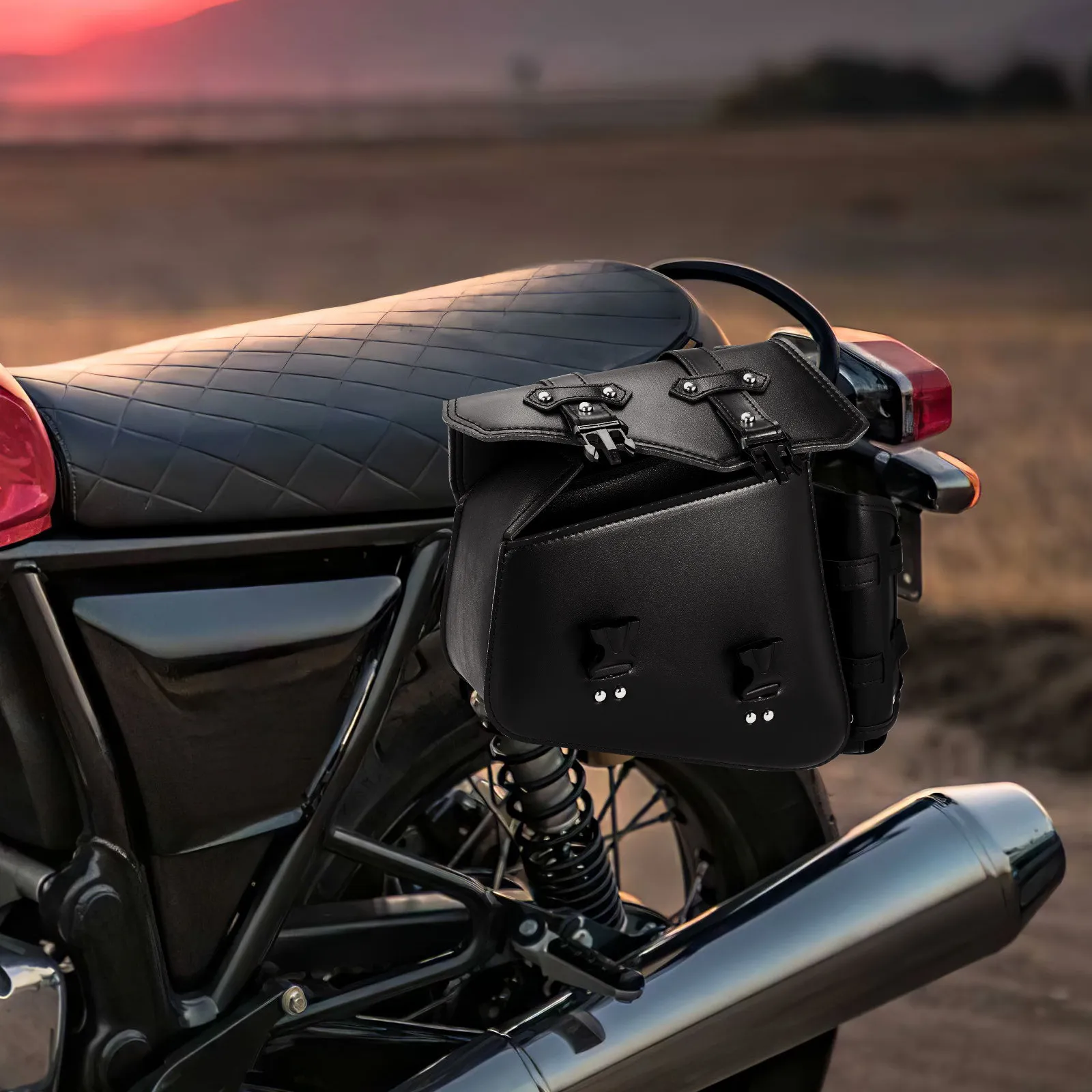 

Большая боковая сумка для мотоцикла из полиуретана, с креплением на сиденье, для надежного хранения, с отделением для бутылки с водой, подходит для мотоциклов