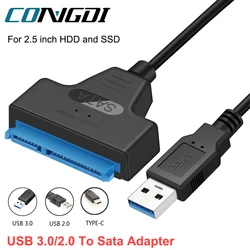 Congdi USB SATA 3 Cable Sata To USB 3.0 Adapter UP To 6 Gbps Support 2.5Inch External SSD HDD Hard Drive 22 Pin Sata III A25 2.0
