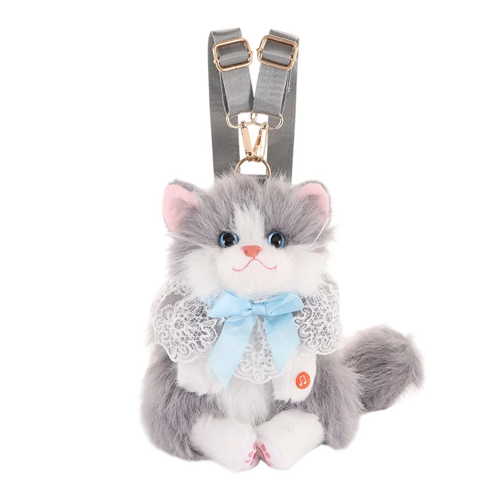 New Realistic Cat Simulated Puppet Cat Backpack Soft Fluffy Cute Cartoon Cat Backpack Doll Backpack Gifts