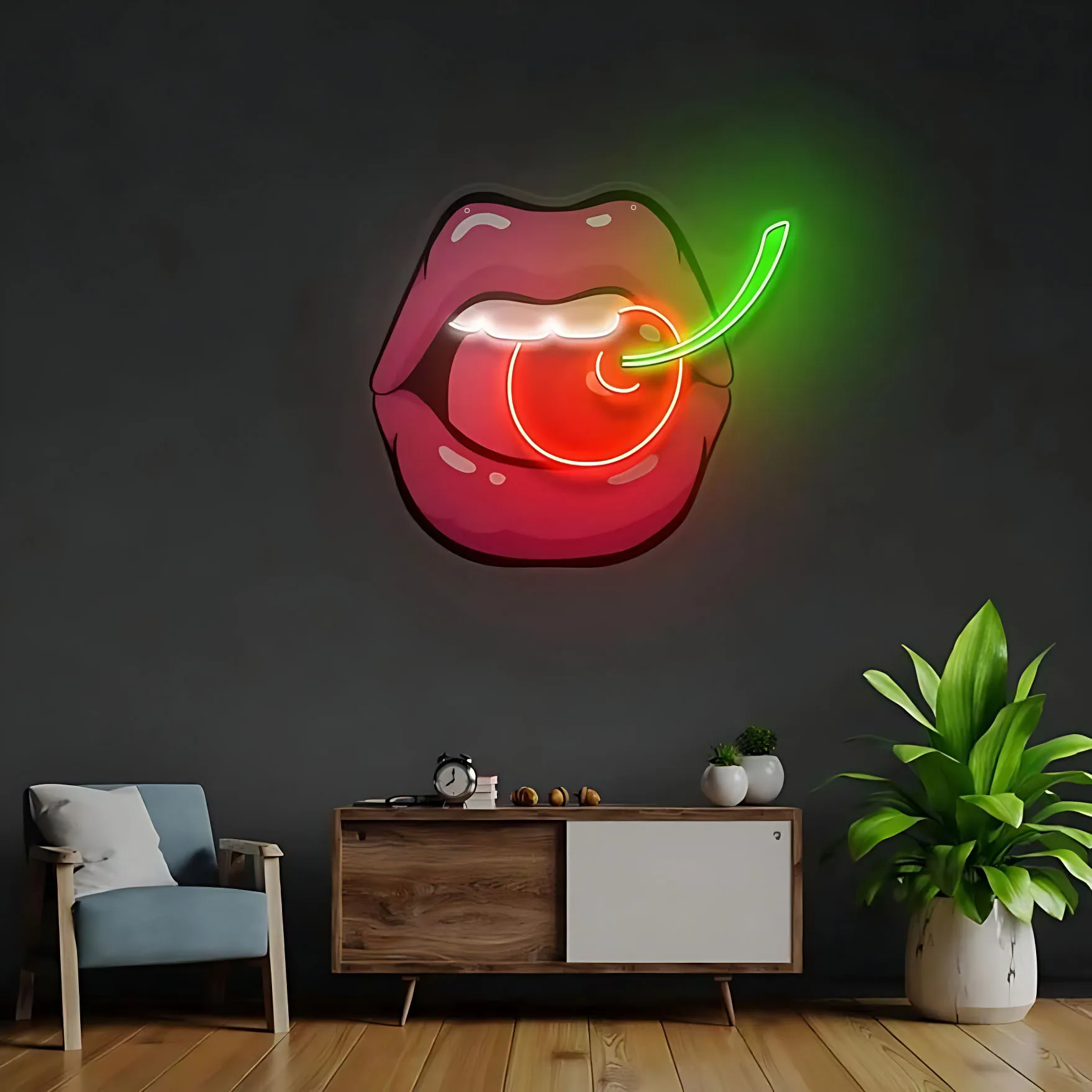 Tongue Out Neon Sign LED Wall Art Red Lips Green Tongue Funny Emoji Decor for Home Bedroom Aesthetic Mood Lighting Pop Art Gift