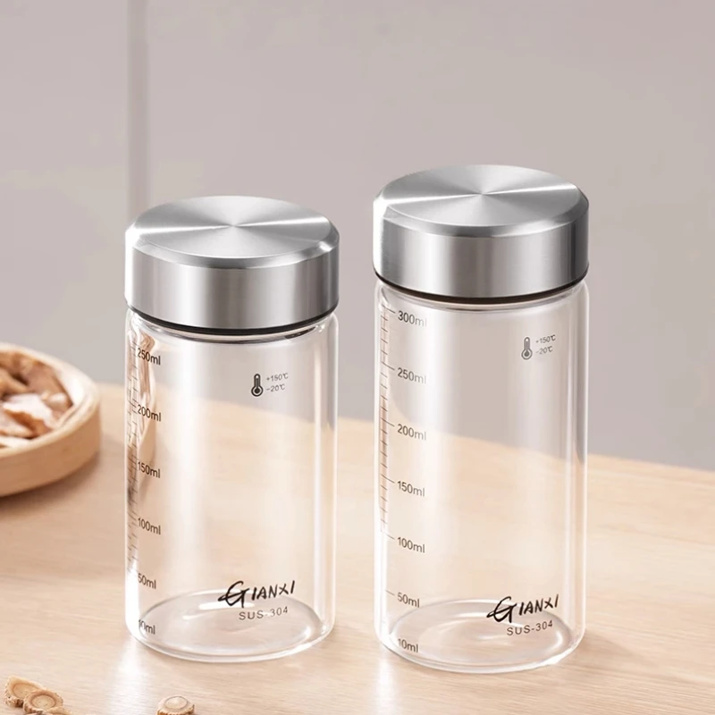 GIANXI Coffee Glass Cup Outdoor Mini Transparent Vacuum Airtight Cups Milk Cola Juice Storage Jar Kitchen Accessories