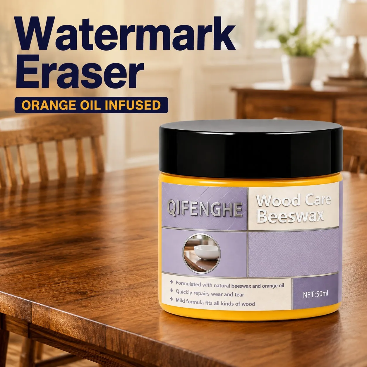 50ml QIFENGHE Wood Care Beeswax Natural Furniture Polishing Wax Wood Surface Scratch Repair & Daily Maintenance Cream