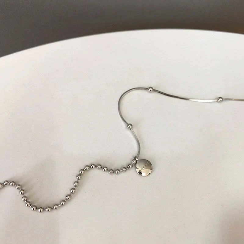 Lucky Anklet Women's Korean Version Simple Personality Feet Chain Small Fresh and Versatile 925 Sterling Silver Jewelry KOFSAC