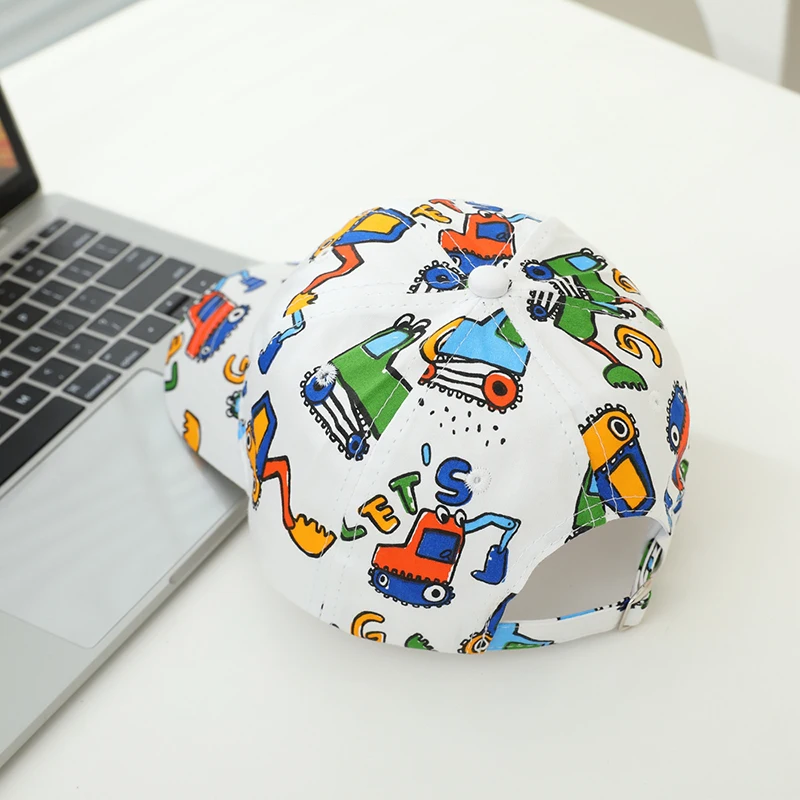 School Baby Boys Baseball 2024 Summer Cartoon Excavator Children Outdoor Kids Caps for 2-8Years Adjustable Sports Hats Cotton