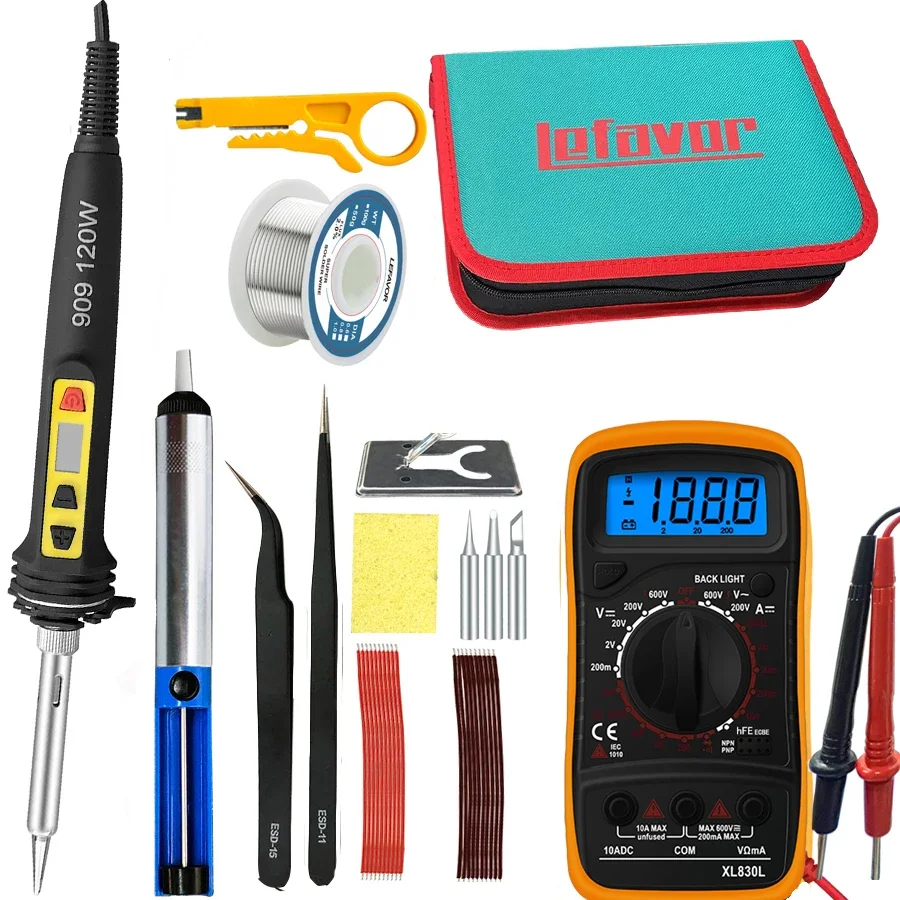 100W 120W 150W Digital Soldering Iron Set Kit Repair Welding Tool Set Calibration Temperature Adjustable 180-520-600C 907 909