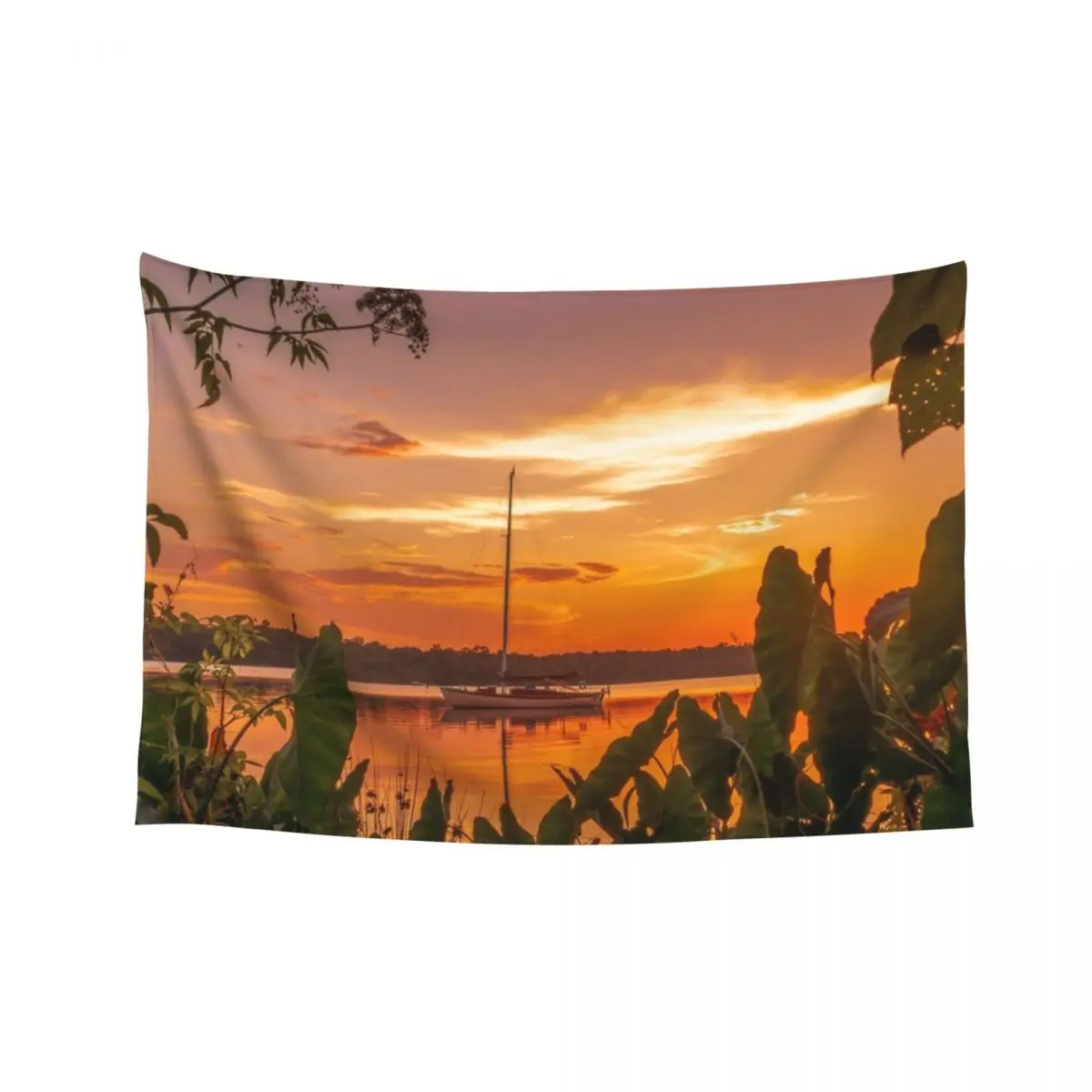 

River life at anchor watching the summer sun setting Tapestry Wall Decoration Room Decor Home Decorating Tapestry