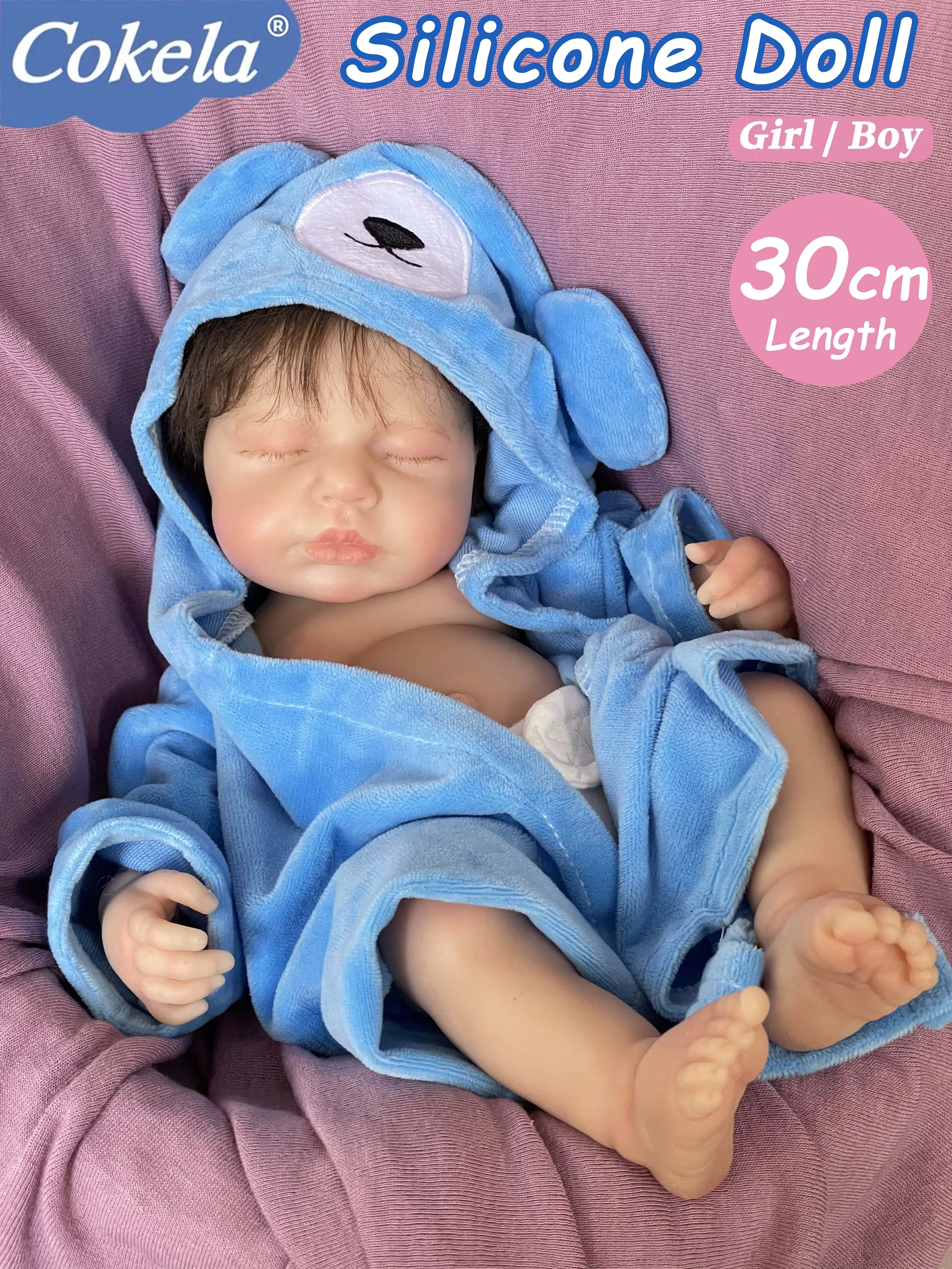 

Cokela 30cm Realistic Baby Doll Real Soft Touch Adorable newborn Sleeping Position Silicone Reborn Baby Kid Toy Doll