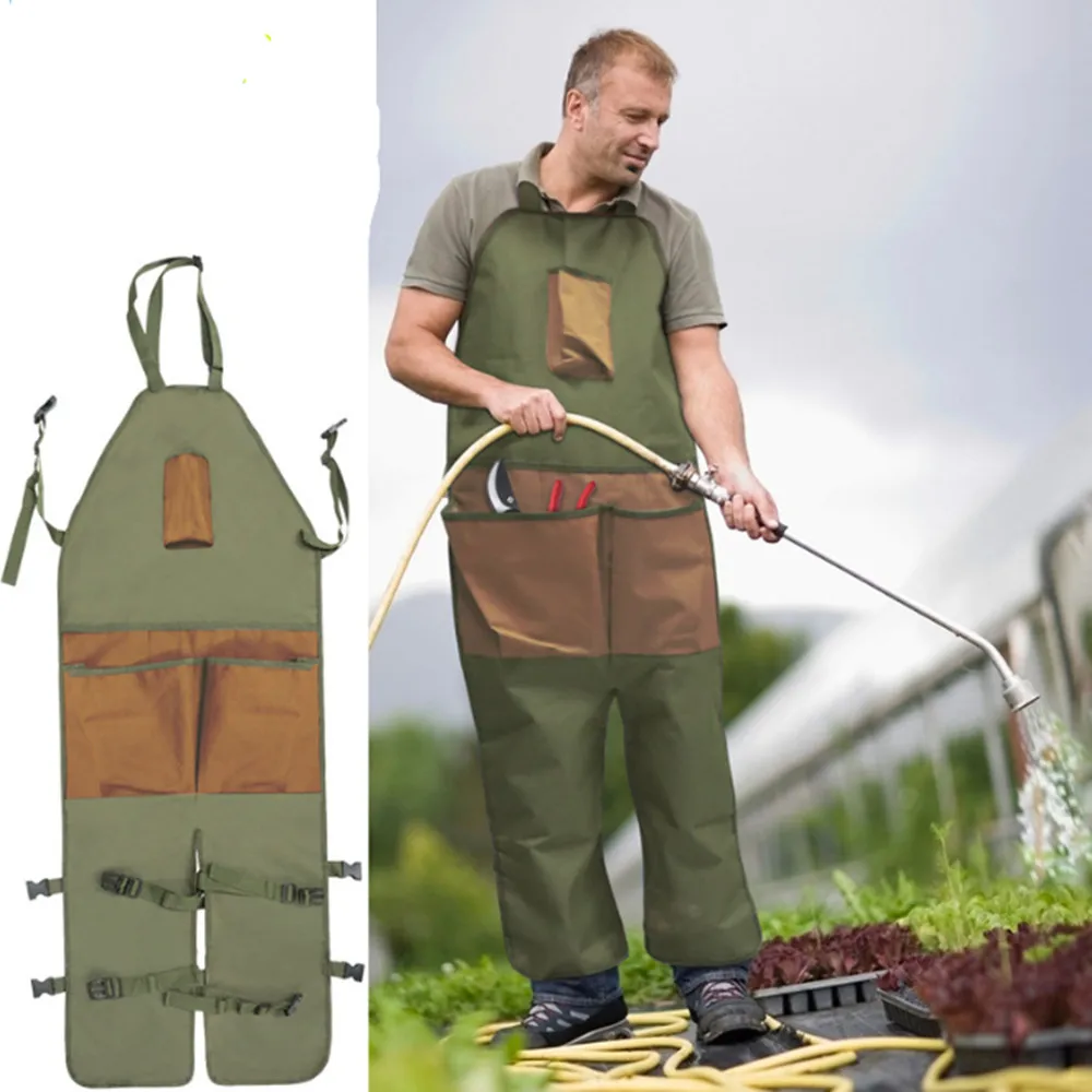 

Garden Apron Split Leg Multi-Pocket Oxford Cloth Waterproof Garden Apron Adjustable Apron For Gardening Carpentry Lawn Care Tool