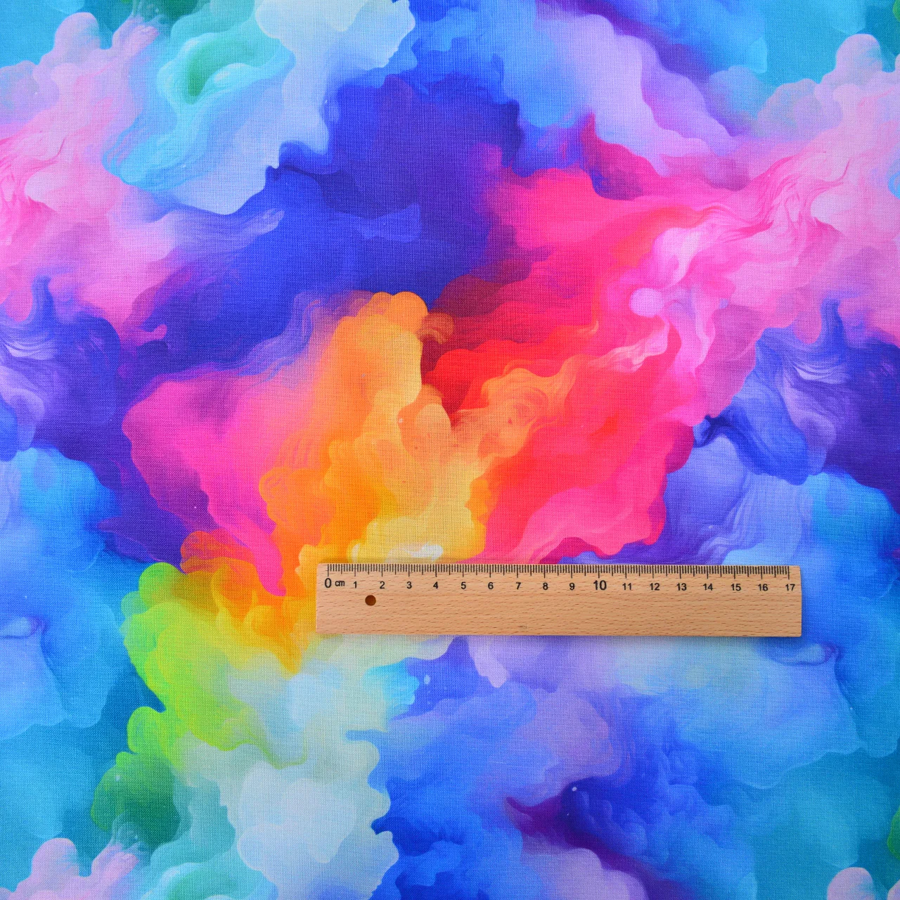 Bunter Regenbogen-Wolken-Bedruckter Baumwollstoff 145x50 cm Einfarbiger DIY Handgefertigter Kleiderstoff für Kreative Projekte – Detail 8