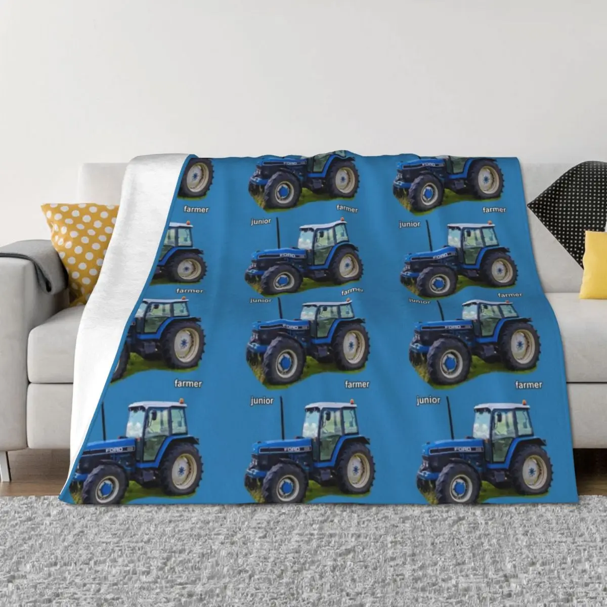 

Blue tractor Throw Blanket Designers Blankets For Sofas Hair Luxury Thicken Blankets