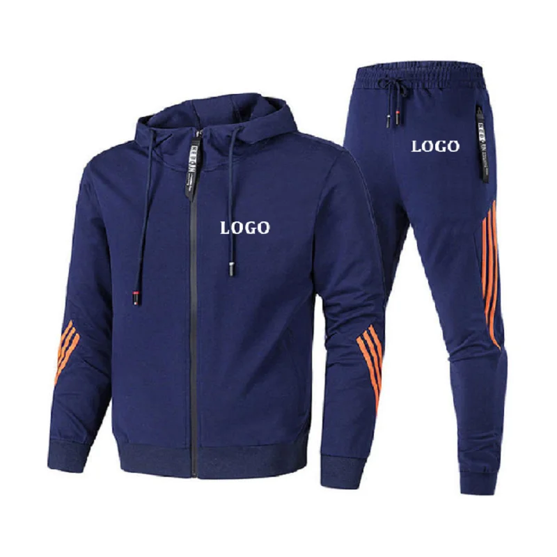 Conjunto de moletom com capuz de primavera e outono com logotipo fotográfico padrão, personaliza suas roupas