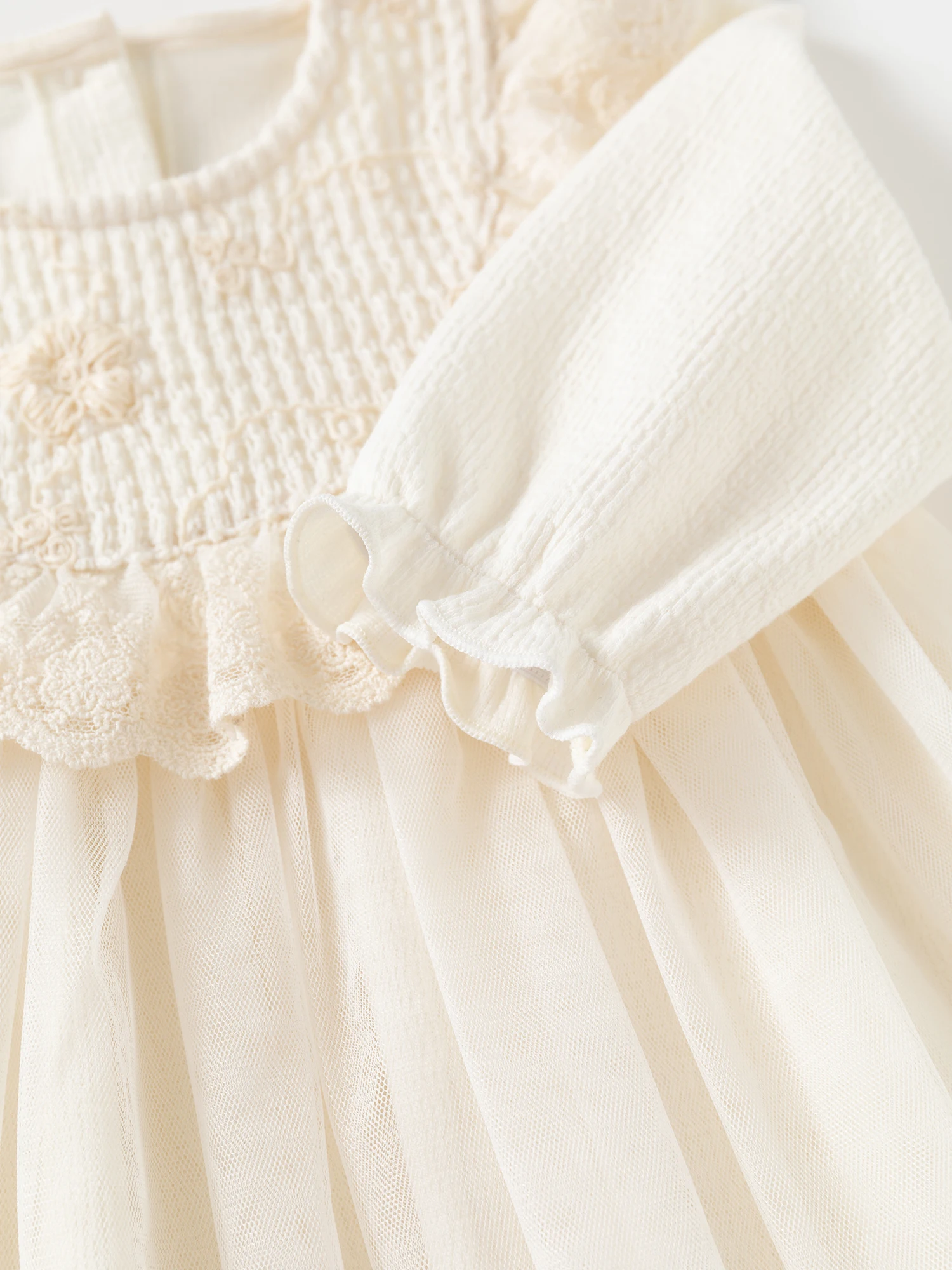 فساتين أطفال مكشكشة من الدانتيل لربيع الخريف فستان الأميرة للفتيات الكامل