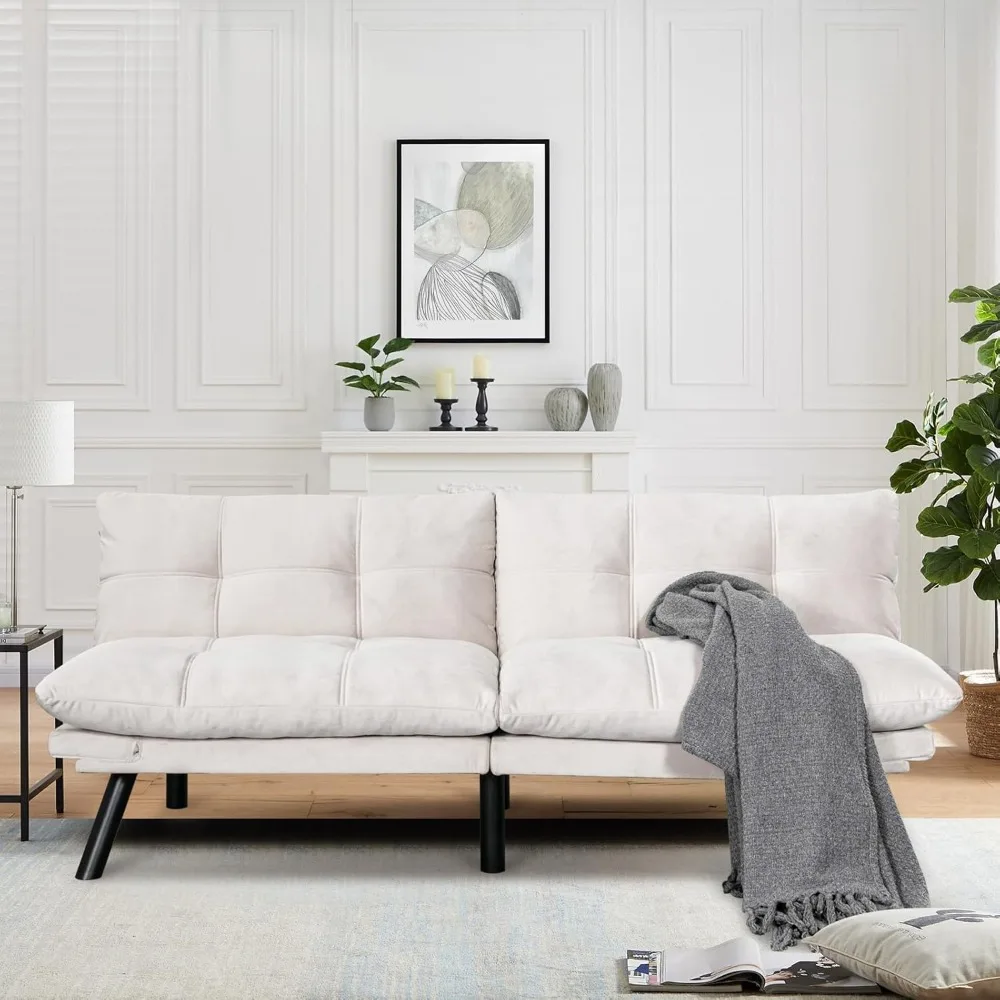 67 أريكة سرير فوتون مخملية مع مسند ظهر قابل للتعديل وإسفنج الذاكرة لغرفة المعيشة وغرفة النوم #4