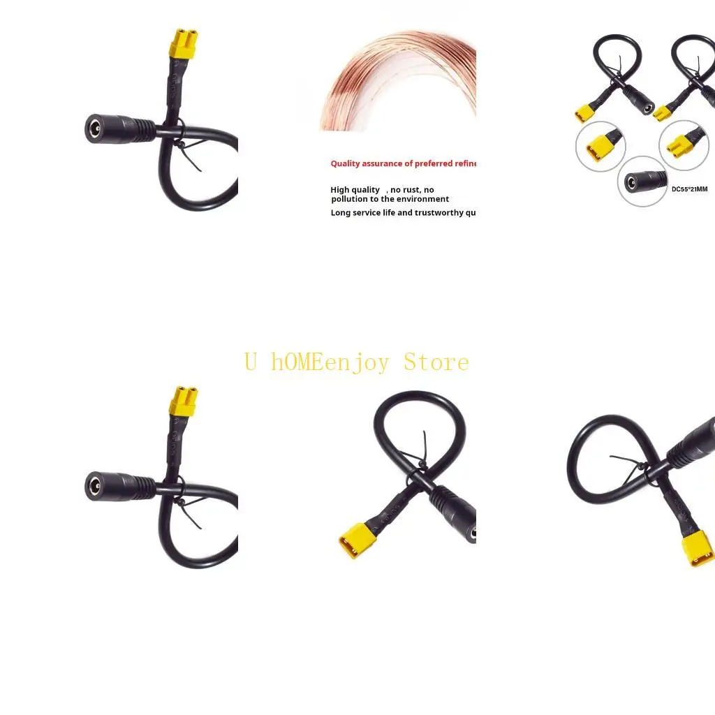 B0KF XT30 Plugs To DC5521 Female Charging Cable Supports 15A 180W For Fatshark Skyzone 03 Goggles